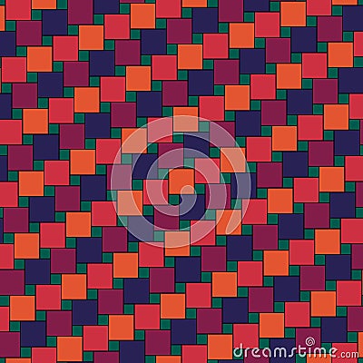 Geometric pattern. Pythagorean tiling. Squares tessellation. Repeated color checks ornament. Square, check shapes background. Vector Illustration