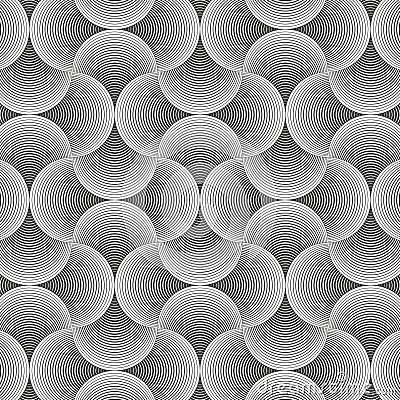 Geometric pattern vector. Geometric simple fashion fabric print. Vector repeating tile texture. Overlapping circles funky theme or Vector Illustration