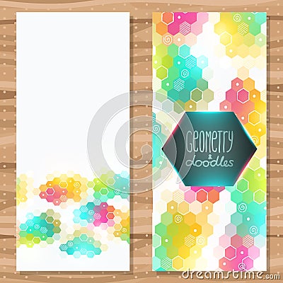 Geometric pentagon brochure template. Vector Illustration