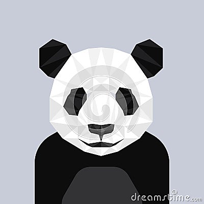 Geometric polygon panda head, triangle pattern Vector Illustration