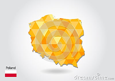 Geometric polygonal style vector map of Poland. Low poly map of Poland. Vector Illustration