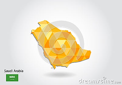 Geometric polygonal style vector map of Saudi Arabia Vector Illustration