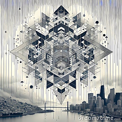 Geometric Rain Patterns Use geometric shapes and patterns to rep Stock Photo