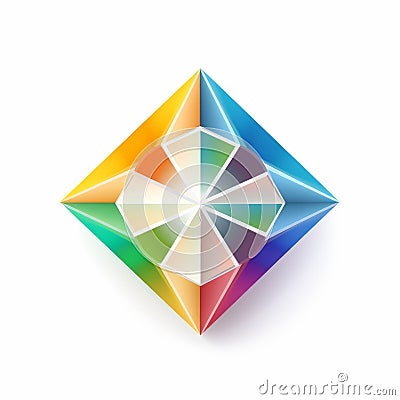 Geometric Rainbow Colored Diamond Vector Shape - Conrad Shawcross Inspired Stock Photo