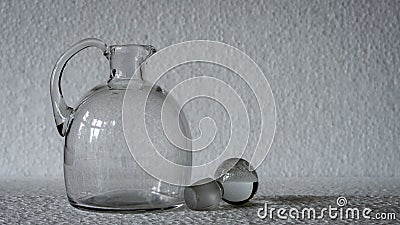 A geometric, rectangular patterned clear glass vase. Stock Photo