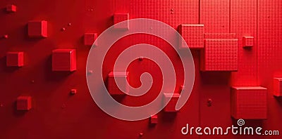 Geometric red blocks, sharp angles, intense color, crimson, screen Stock Photo