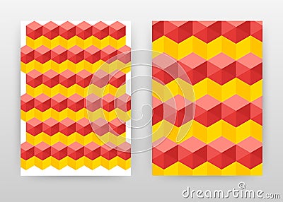 Geometric red yellow hexagons seamless. design for annual report, brochure, flyer, poster. Geometric red yellow background vector Vector Illustration