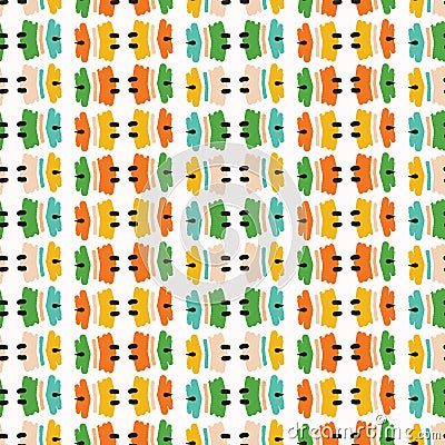 Geometric retro tribal mark stripes seamless pattern. All over print vector background. Summer bright ethnic shapes fashion style Stock Photo