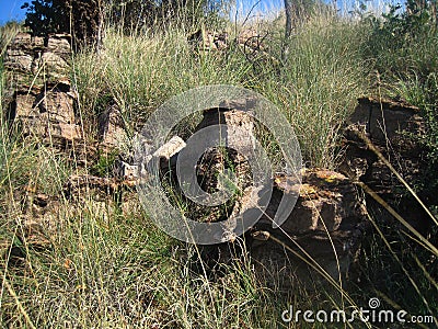 GEOMETRIC ROCK FORMATIONS IN THE SCHURWEBERG AREA IN SOUTH AFRICA Stock Photo