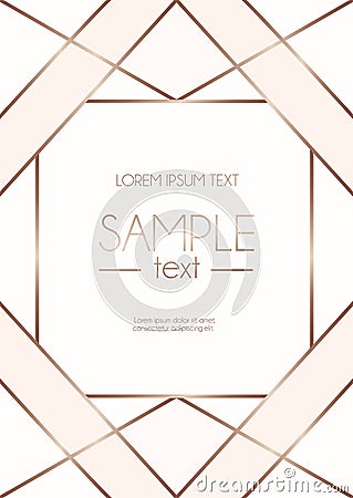 Geometric rose gold design template with blush pink and white ab Vector Illustration