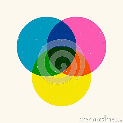 Geometric round elements risograph effect. Minimalist simple abstract duotone circle shapes riso print. Vector design Vector Illustration