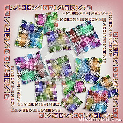 Geometric scarf design with overlapping squares Stock Photo