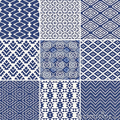 Geometric seamless ethnic background set Vector Illustration