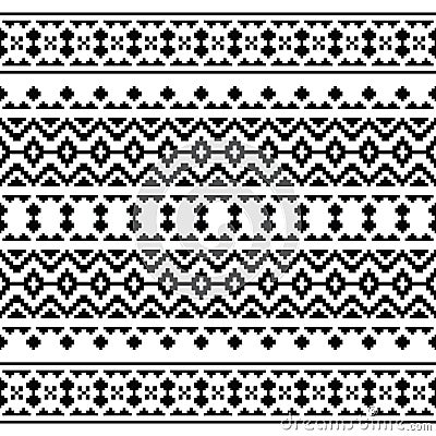 Geometric seamless folk pattern. Aztec and Navajo tribal with pixel style. Vector Illustration