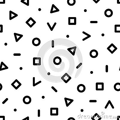 Geometric seamless pattern. Abstract memphis elements. Pattern for every day design. Modern hipster background. Graphic shapes cir Vector Illustration