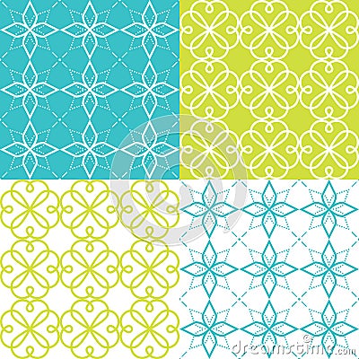 Geometric seamless pattern, Arabic ornament style, tiled design in turquoise and green color Vector Illustration