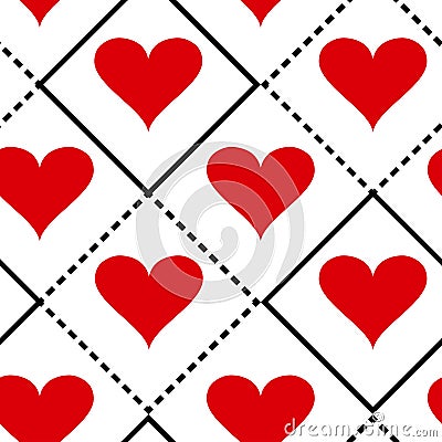 Geometric seamless pattern with hearts. Vector illustration Cartoon Illustration