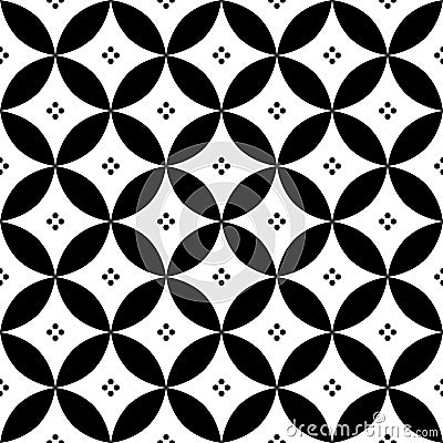 Geometric seamless pattern in black and white - inspired by Spanish and Portuguese tiles design Vector Illustration