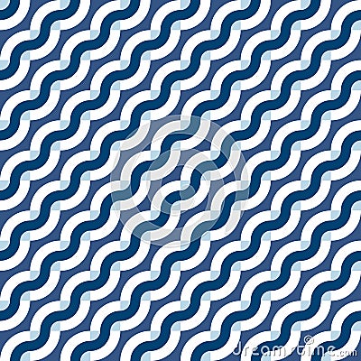 Geometric seamless pattern with diagonal waves Vector Illustration