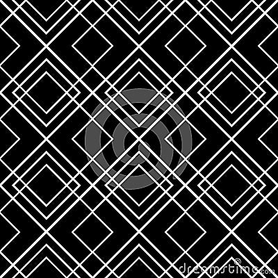 Geometric seamless pattern. Diamond pattern. Black and white geometric linear ornament. Repeating abstract angle brackets. Diamond Vector Illustration