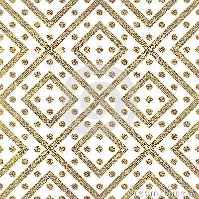 Geometric seamless pattern of gold diagonal lines and circle Vector Illustration