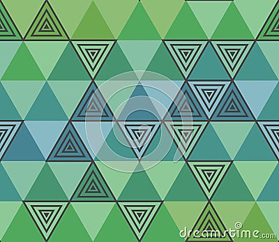 Geometric seamless pattern from green and blue triangle. Stock Photo