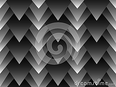 Geometric seamless pattern with layered triangles. Monochrome retro background with black-white gradient. Vector Vector Illustration