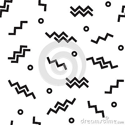 Geometric seamless pattern, black objects on white background. Vector illustration Cartoon Illustration