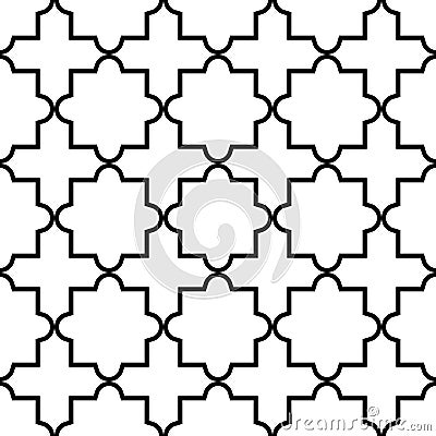 Geometric seamless pattern, Moroccan tiles design, black and white background Stock Photo