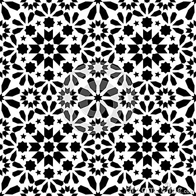 Geometric seamless pattern, Moroccan tiles design, seamless black tile background Vector Illustration