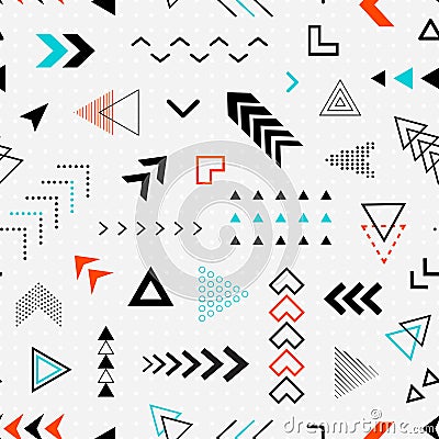 Geometric seamless pattern. Repeating abstract geometry background. Memphis shape. Repeated cool school sample. Design prints Vector Illustration