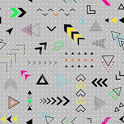 Geometric seamless pattern. Repeating abstract geometry background. Memphis shape. Repeated cool school sample. Design prints Vector Illustration