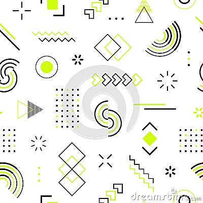 Geometric seamless pattern. Repeating abstract geometry background. Memphis shape. Repeated cool school sample. Design prints Vector Illustration