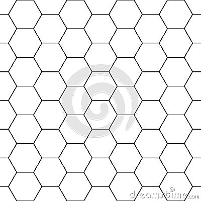 Geometric seamless pattern. Repeating hexagon lattice. Repeated black honeycomb isolated on white background. Modern abstract Vector Illustration