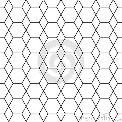 Geometric seamless pattern. Repeating hexagon lattice. Repeated black honeycomb isolated on white background. Modern abstract Vector Illustration