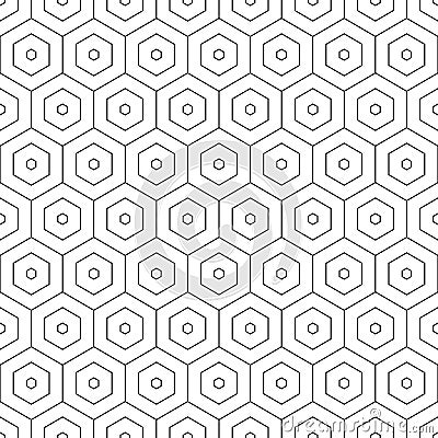 Geometric seamless pattern. Repeating hexagon lattice. Repeated black honeycomb isolated on white background. Modern abstract Vector Illustration