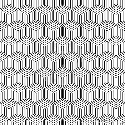 Geometric seamless pattern. Repeating hexagon lattice. Repeated line isolated on white background. Modern honey design for prints Vector Illustration