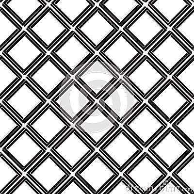 Geometric seamless pattern with rhombuses, tile background, black and white design. Vector Cartoon Illustration