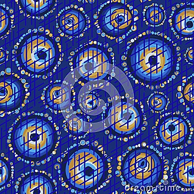 Geometric seamless pattern,texture with perfectly contacting nested circles with different size colors and lines.Repeating pattern Stock Photo