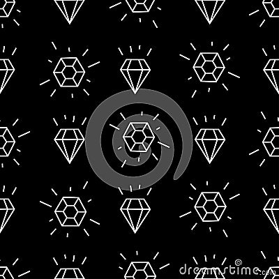 Geometric seamless pattern with white linear diamonds. Simple cartoon diamond pattern. Vector Illustration