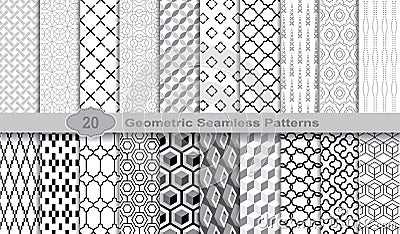 Geometric Seamless Patterns., pattern swatches included for illustrator user, pattern swatches included in file Vector Illustration