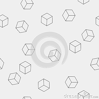 Geometric seamless simple monochrome minimalistic pattern of cube shapes Vector Illustration