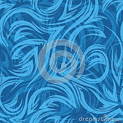 Geometric seamless vector texture from corners of smooth lines and waves of blue color on a sea background.Texture of river water Stock Photo