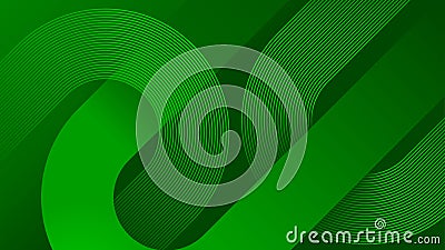 Geometric shape gradient green background. Abstract modern curved lines design illustration. Suit texture for web, banner, Vector Illustration