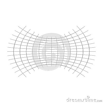Geometric shape with oblate, squeeze, flattened effect. distorted, condensed grid, mesh. pressure, clench deform effect applied to Vector Illustration