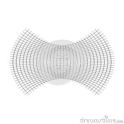 Geometric shape with oblate, squeeze, flattened effect. distorted, condensed grid, mesh. pressure, clench deform effect applied to Vector Illustration