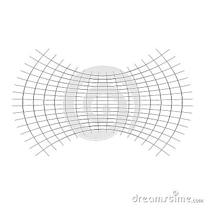 Geometric shape with oblate, squeeze, flattened effect. distorted, condensed grid, mesh. pressure, clench deform effect applied to Vector Illustration