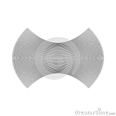 Geometric shape with oblate, squeeze, flattened effect. distorted, condensed grid, mesh. pressure, clench deform effect applied to Vector Illustration