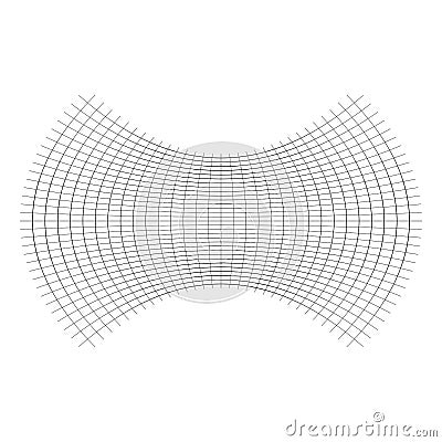 Geometric shape with oblate, squeeze, flattened effect. distorted, condensed grid, mesh. pressure, clench deform effect applied to Vector Illustration