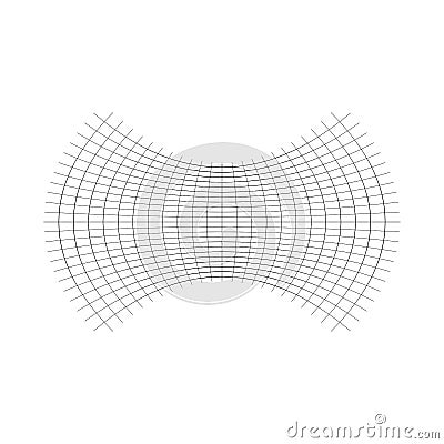 Geometric shape with oblate, squeeze, flattened effect. distorted, condensed grid, mesh. pressure, clench deform effect applied to Vector Illustration